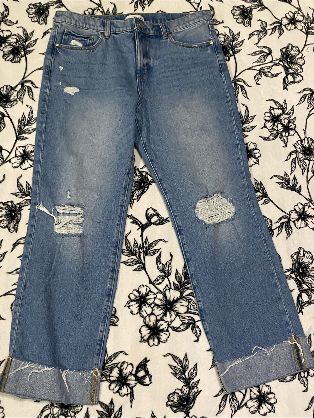 Loft Wide Leg Distressed Women’s Blue Jeans size 30